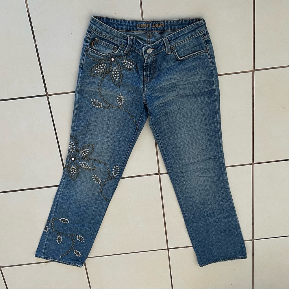 Women’s Y2K Vintage Streets Ahead Embellished Stud Jeans sz 27 Made in USA Rare